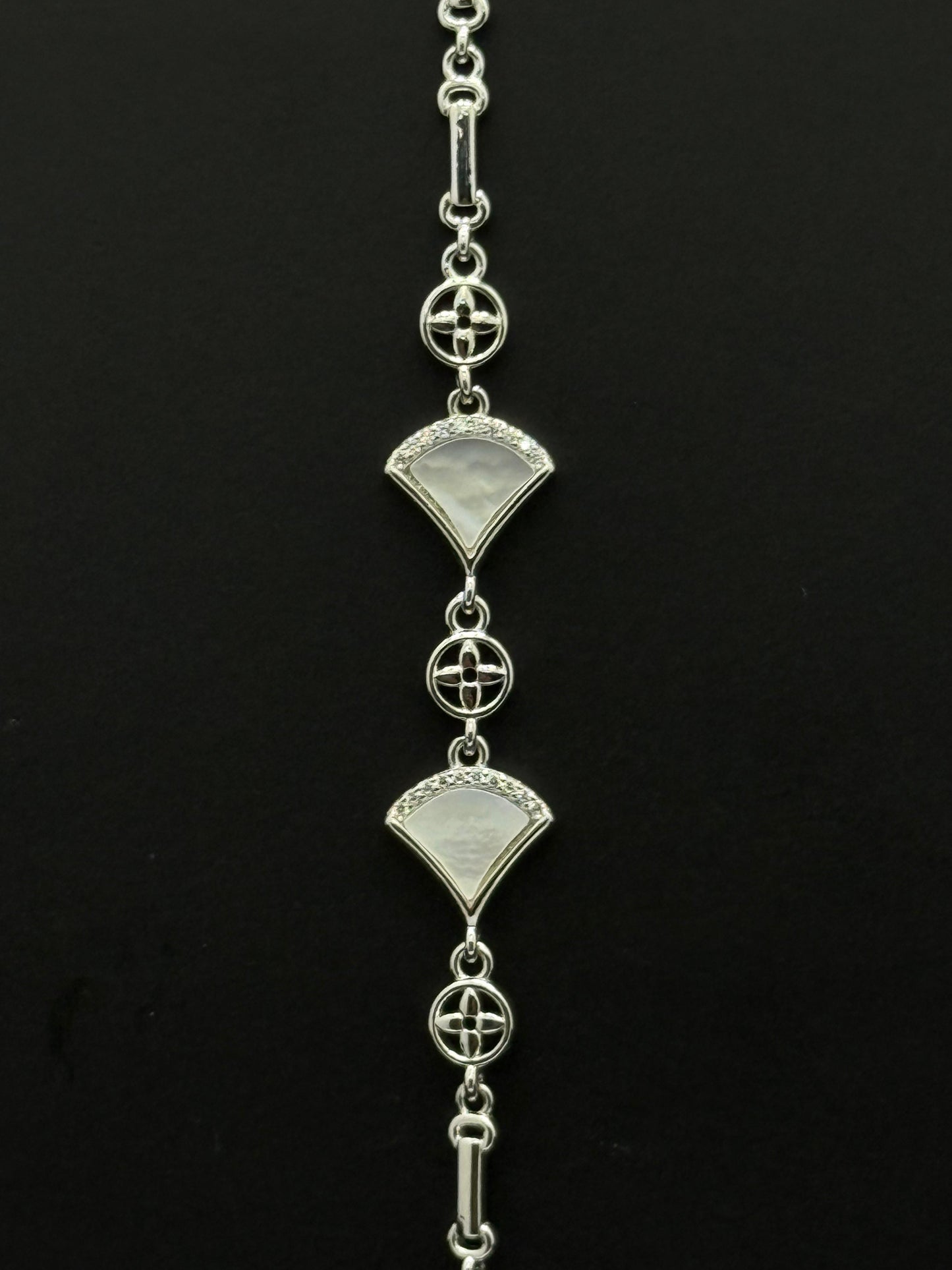 Sterling silver and Mop Work Bracelet #275