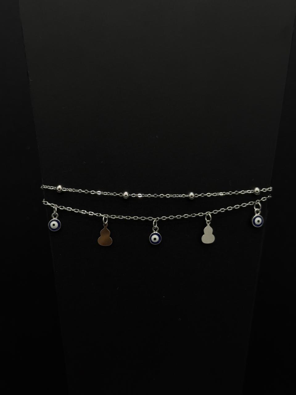 Evil Eye & Heart Charm Layered Bracelet  #577